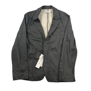 Calvin Klein Denim Sport Coat Men Medium Charcoal Jean Jacket Western Cowboy NEW